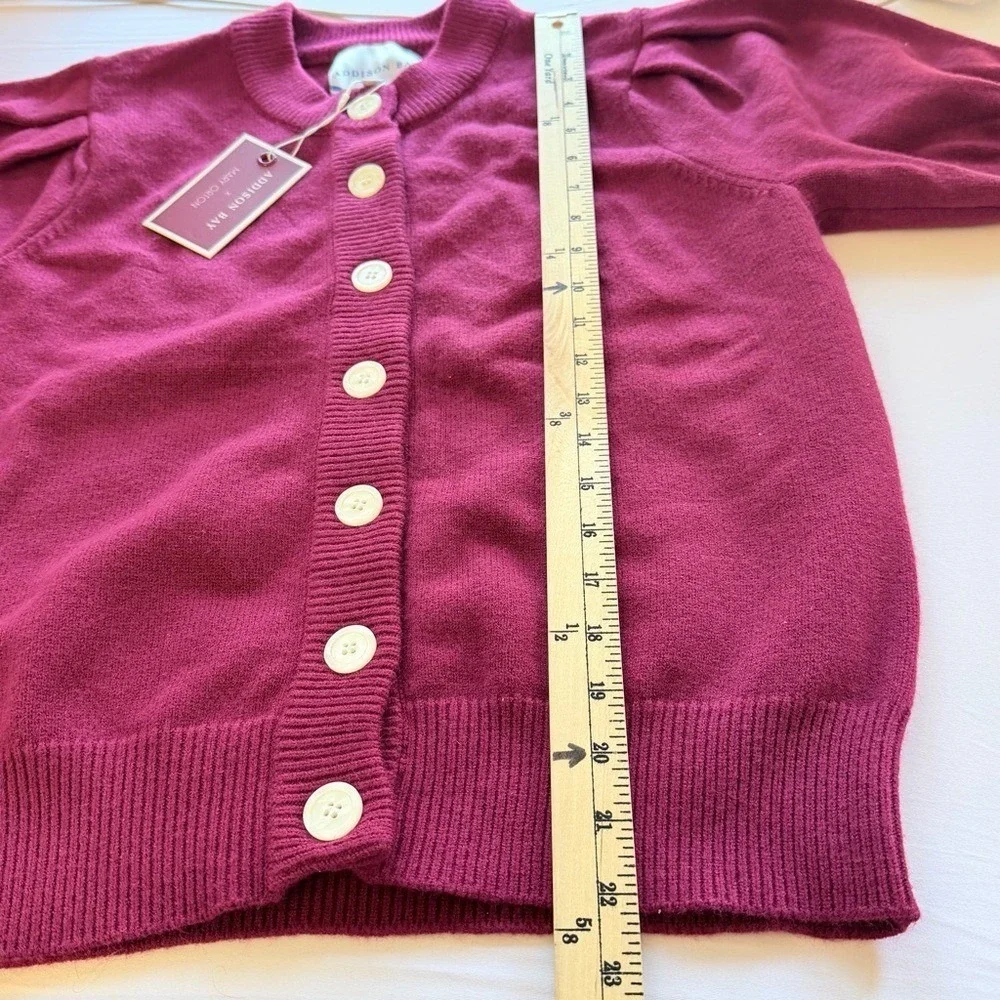 NWT ADDISON BAY Preppy Burgundy Ultra Cozycore Cottagecore Cardigan Sweater MED - Picture 4 of 5